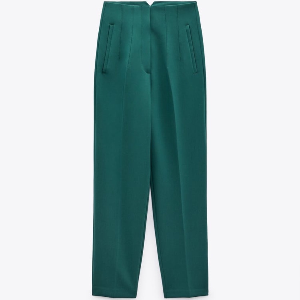 Zara high waist pants green